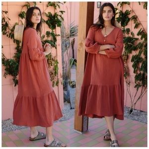 7 for all Mankind Rust Orange 100% Cotton Long Tunic Dress M